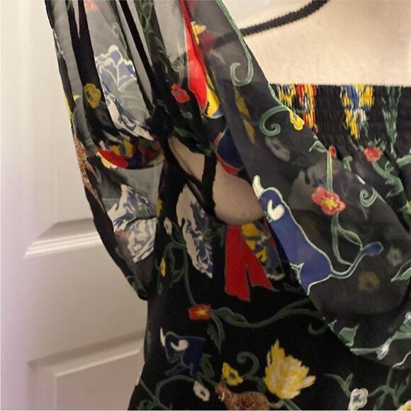 Tibi 100% silk Floral Off-Shoulder Top, S - Picture 5 of 13